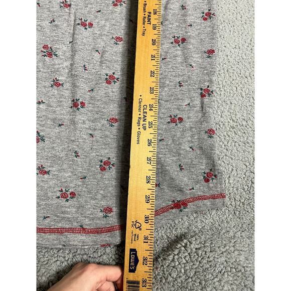 P.J. Salvage Pajama Top Small Long Sleeve Floral Rose VNeck Gray Red Light Shirt - Picture 5 of 11